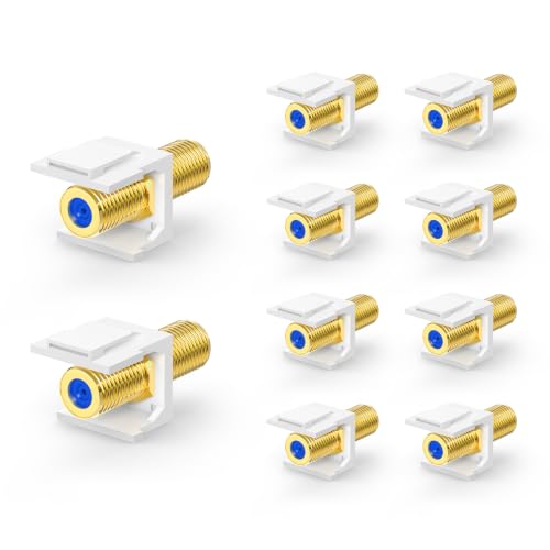 VCE Coax Keystone Jack 3GHz RG6 F-Type Gold-Plated Female Connector 10-Pack