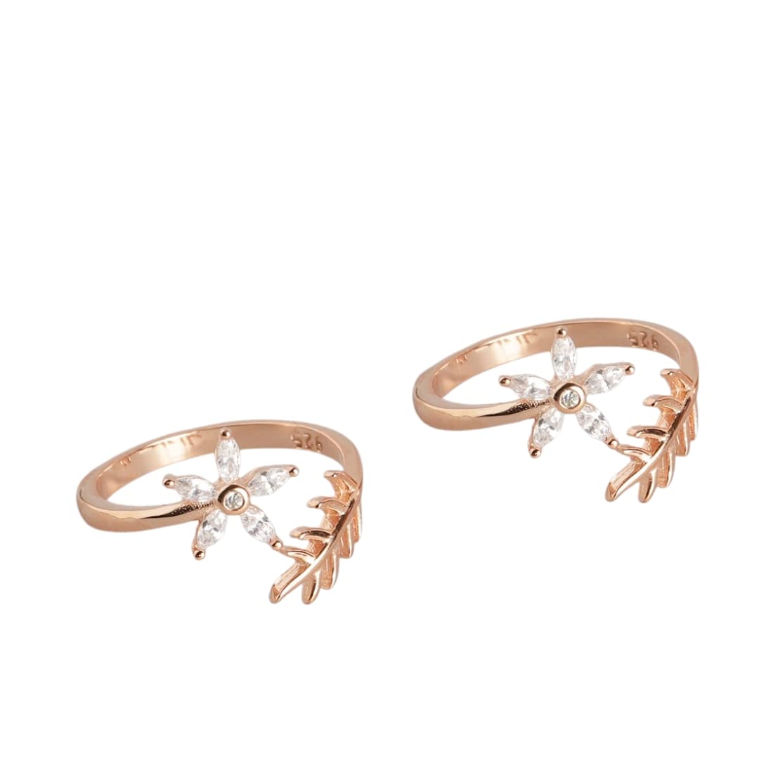 zavya 925 Sterling Silver Touch of nature Rose Gold Plated Silver Cubic Zirconia Toe Ring For Women | Gift for Women | With Certificate and 925 Hallmark-picture-40