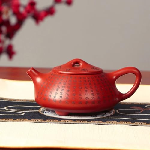 220 ml handgefertigte buddhistische Schriften Yixing Teekanne Filterkessel aus violettem Ton