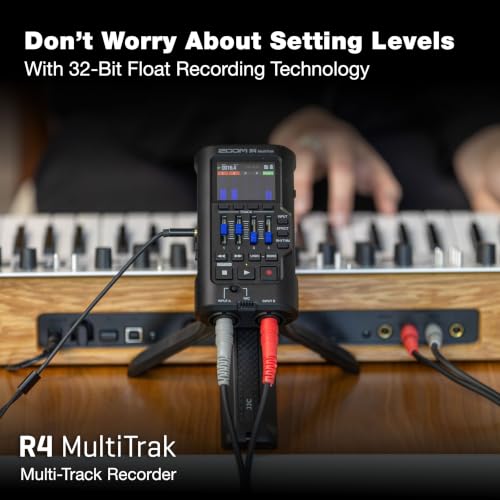 Image of Zoom R4 Multi-Track Recorder for Musicians with 2 XLR /TRS Combo Inputs, 32-Bit Float, Stereo Bouncing Built-In Microphone, Effects, Rhythms, Battery Powered, USB Audio Interface