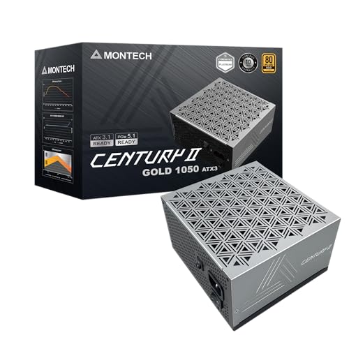 MONTECH Century II - 1050W High-End ATX Gaming Power Supply - 80 Plus Gold & Cybenetics Platinum -...