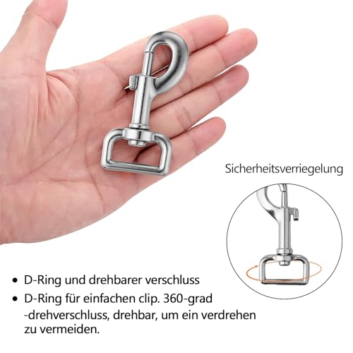 4 Stück Karabiner mit Drehgelenk, Silber Haken mit Drehgelenk, Karabiner, Haken mit Drehgelenk, für Hundehalsband, für Hundehalsband Eimer Hängematte Pferd Tack