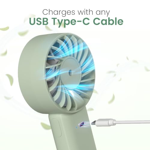Image of Portronics Toofan Mini 2 Rechargeable Personal Hand Fan with 4000mAh Battery, Up to 6000 RPM High-Speed Airflow, 5 Speed Levels, BLDC Motor, Type-C Charging, For Travel, Office, Makeup & Outdoor