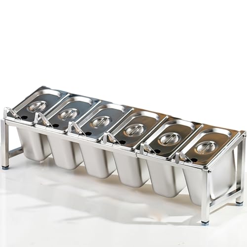 ZXHKZDX Acero Inoxidable Soportes Botes De Especias para Mermelada, Superficie Inclinada Recipientes Especias, Almacenamiento Encimera Soporte Estantería(A/26.4X7X7.9IN)