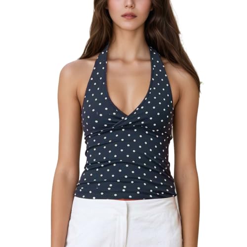 Auriselle Y2K Polka Dot Halter Top – Stylish & Comfortable Auriselle Y2K Polka Dot Halter Top – Stylish & Comfortable