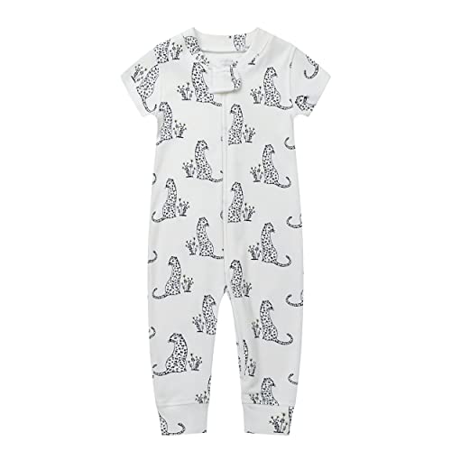 Image of Owlivia Baby Boy Romper, Unisex Short-sleeve Summer Outfit, 100% Organic Cotton Girl One-Piece Jumpsuit