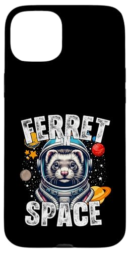Funny Ferret Designs "Furetto nello spazio" Amanti del furetto Custodia per iPhone 15 Plus