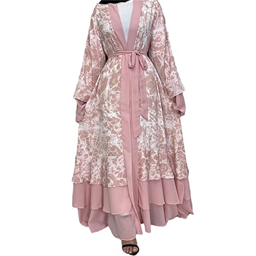 Abaya for Women Muslim Open Front Cardigan Dress Islamic Full Length Kaftan Daily Casual Loose Maxi Dress