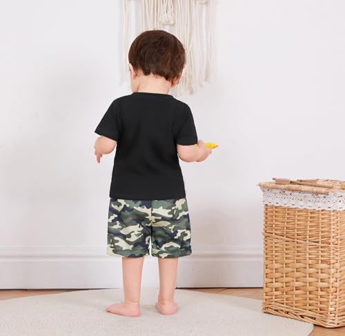 wdehow Toddler Kids Baby Boy Summer Clothes Sets 1T 2T 3T 4T 5T Letter Print Short Sleeve Tops Camouflage Shorts Outfits4