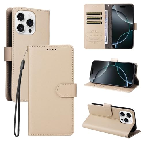 Étui compatible avec iPhone 8/7 / SE2 / SE3 beige rabat cuir sangle arrière
