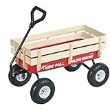 VEVOR 39 inch Pull Along Kids Wagon, Red Rolling Cargo Toy Wagons for Kids, Outdoor Utility Cart for Garden Beach Camping with All Terrain Wheels for Child Present, Supports up to 330 lbs