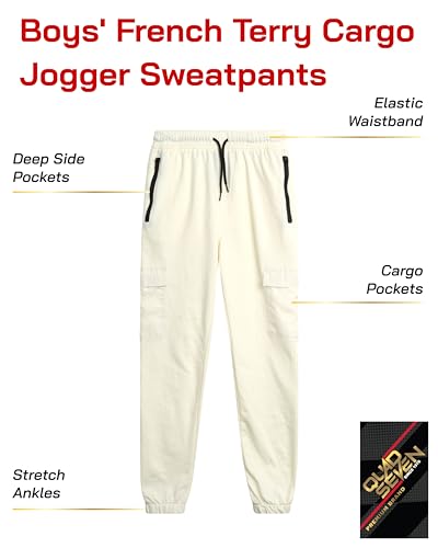 Quad Seven Boys' Sweatpants - Active French Terry Cargo Jogger Pants - Sweatpants with Pockets (8-16)2