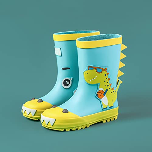 Toddler Kids Reflective Stripes Rain Boots Waterproo𝐟 Rubber Boots In 3D Dinosaur Patterns For Boys Girls Rubber Boots2
