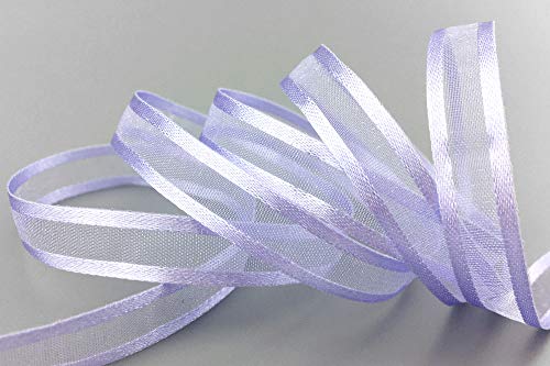 finemark 50 m x 10 mm Chiffon Ribbon with Satin Edge Lilac (82) Chiffon Decorative Ribbon Gift Ribbon Semi-Transparent Shiny Wireless Organza - Image 3