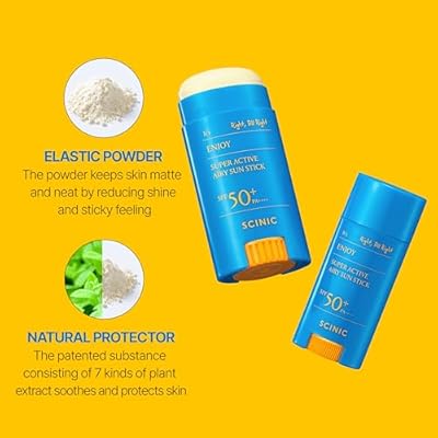 SCINIC Enjoy Super Active Airy Sun Stick SPF50+ PA++++ 0.53oz (15g) | Strong UV Protection Anytime, Anywhere Air-light, Clear | Korean Skincare