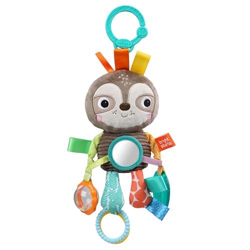 Image of Bright Starts Sloth Plush Playful Pals Take-Along BPA-Free Stroller Baby Toy, Age Newborn+