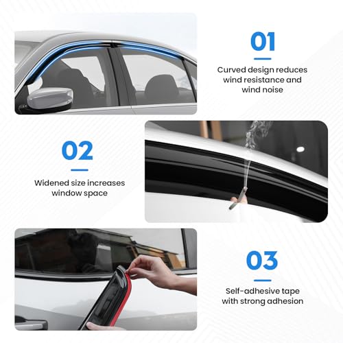 Image of Accord Rain Guards - Window Visors for Honda Accord 2008-2017, Out-Channel Side Window Rain Guards for Accord Accessories, 4PCS, Black, Car Accessories