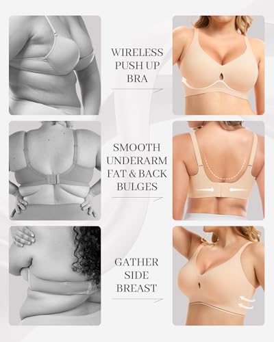 Image of Smooth V Jelly Bras for Women No Underwire Seamless Plunge Bralettes T Shirt Sleep Everyday Bra with Bra Extender