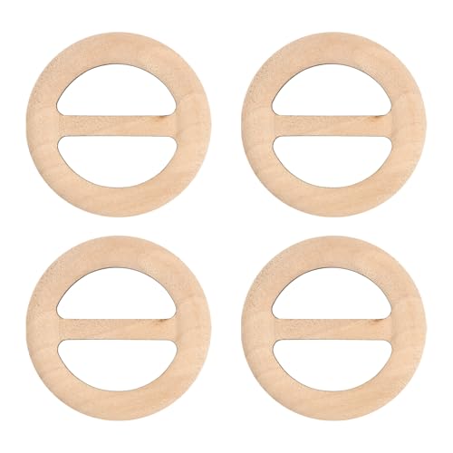 Image of uxcell 4 Pcs T-Shirt Clips, 50mm Wood Scarf Ring Clip Round Tie Circle Clip Buckle Fashion Clothes Corner Knotted Button for Women's Silk Clothing Decoration, Wood