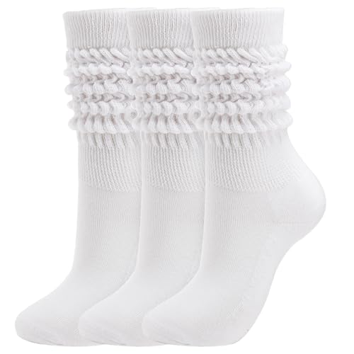 Image of Forwe 3 Pairs Slouch Socks for Women Size 9-11 Soft Extra Long Scrunch Knee High Boot Socks