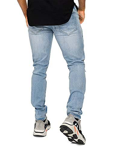 Victorious Men's Distressed Rip And Repair Denim Jeans Dl1119 - Light Indigo - 40/32 #TOP1