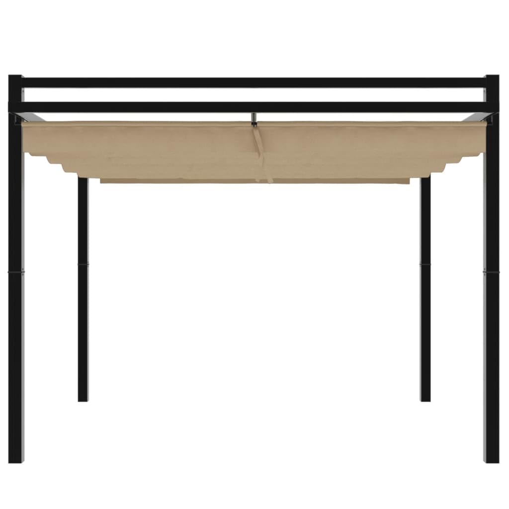 Pergola avec Toit Rétractable, Pergola Tonnelle de Jardin Extérieur Taupe 3x3 m Aluminium