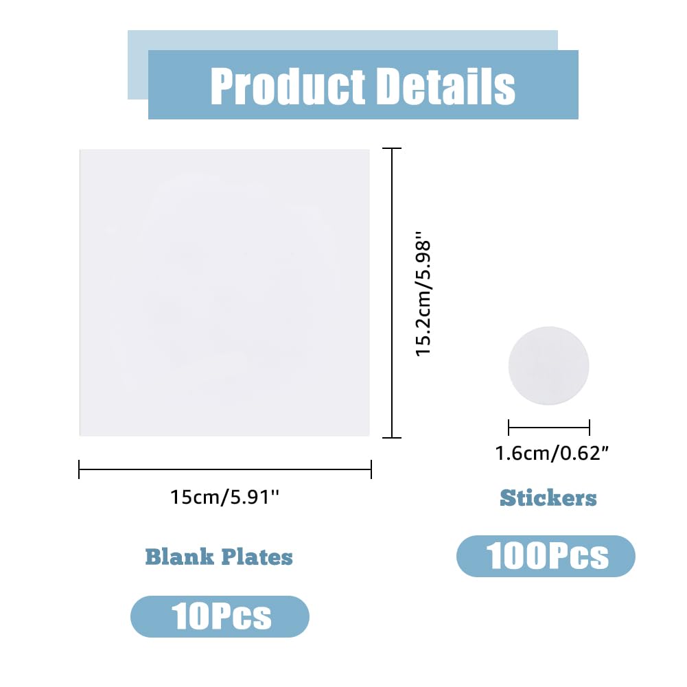 SUPERFINDINGS 10Pcs PP Plastic Wall Hole Cover Sheets with 100Pcs Plastic Stickers 15.2cm/5.98" PVC Material Dustproof Cover Plate Square Frosted Blank Plate for Wall Plasterboard Hole Covering - Image 2