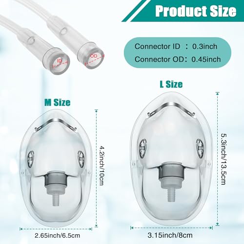 Geiserailie 2 PCS M/L Oxygen Mask with 6.6 Ft Tubing and Adjustable Elastic Strap, Adult Oxygen Mask with Tubing, Transparent Masks for Face Adult - Image 3