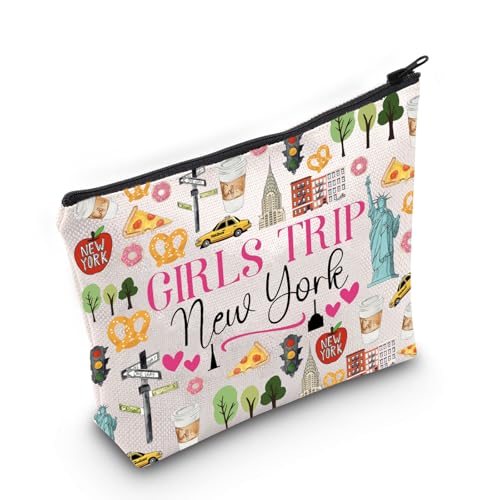 POFULL New York Vacation Gift Trip New York Zipper pouch Travel Cosmetic Bag (Girls Trip New York Cosmetic Bag)
