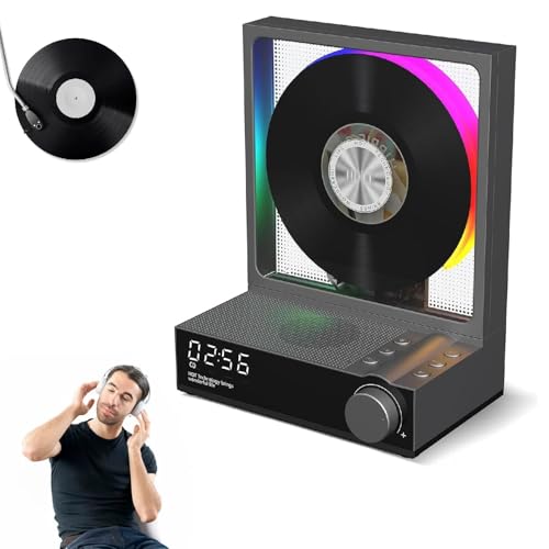 HPMCVE Reproductor de CD portátil, Altavoz HiFi Retro de Escritorio con Control Remoto y Luces RGB de Colores, Reproductor Bluetooth bidireccional de 5.3 Pulgadas, Temporizador de Apagado automático