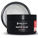 DASH FOR HIM Hair Clay for Men - Medium Strong Hold Matte Clay for Shine Free Finish with Premium Natural and Organic Ingredients - Vegan Friendly Mens Hair Styling Clay, 4oz