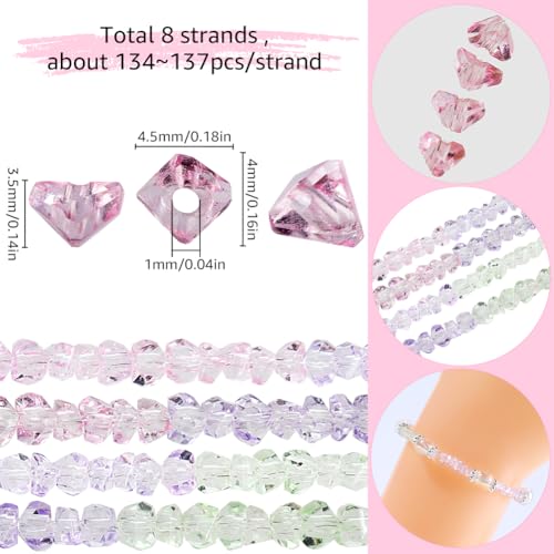 SUNNYCLUE 1 Box 8 Strands About 1072~1096Pcs Transparent Glass Beads Crystal Faceted Bead Bulk Gradient Segmented Multi Color Loose Triangle Beads for jewellery Making DIY Necklace Bracelets Earring - Image 2