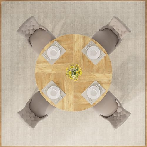 Tribesigns 47 inch Round Dining Table Wood Kitchen Table for Dining Room, 47" Dinner Room Tables for 4-6, Farmhouse Accent Furniture with Wooden Tabletop and Cross Base, Light Wood - Image 7