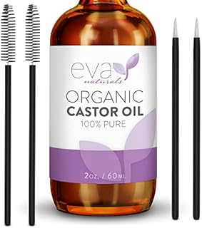 Eva Naturals Organic Castor Oil (60ml) - Promotes Hair, Eyebrow and Eyelash Growth - Diminishes Wrinkles and Signs of Aging - Hydrates and Nourishes Skin - 100% Pure - Cold Pressed, Premium Quality