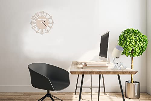 Homemania Round Wall Clock for Living Room Kitchen Office Sand White Metal 40 x 0.15 x 40 cm - Image 2
