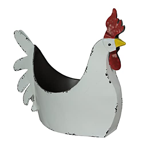 Zeckos-Rustic-White-Finish-Metal-Rooster-Planter-IndoorOutdoor-Decorative-Flower-Pot-for-Home-and-Garden-155-Inches-Long-Farmhouse-Style-Accent-Piece Zeckos Rustic White Finish Metal Rooster Planter IndoorOutdoor Decorative Flower Pot for Home and Garden 155 Inches Long Farmhouse Style Accent Piece