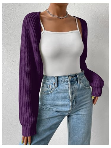 Image of Verdusa Women's Y2k Cropped Cardigan Sweaters Lightweight Knit Open Front Bolero Shrugs Spring Fall Outfits