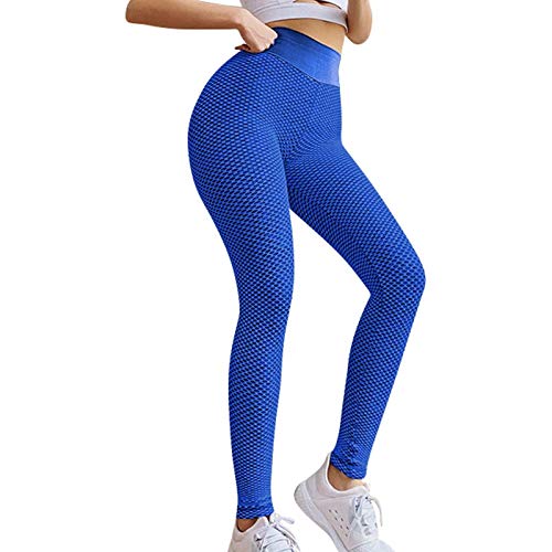 OYZ Leggings de cintura alta sin costuras push up leggins deporte mujeres fitness correr yoga pantalones energía elástico pantalones gimnasio chica medias, azul, XL