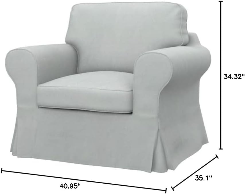 Soferia Replacement Compatible Cover for Ektorp Armchair, Fabric Eco Leather Light Grey
