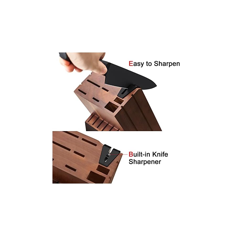 OOU-Kitchen-Knife-Block-Set-15-Pieces-High-Carbon-Stainless-Steel-Chef-Knife-Sets-Anti-Rust-Black-Knives-Set-with-Built-in-Sharpener-Block-Walnut OOU Kitchen Knife Block Set - 15 Pieces High Carbon Stainless Steel Chef Knife Sets, Anti-Rust Black Knives Set with Built-in Sharpener Block, Walnut