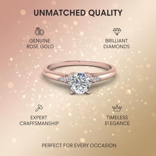 Image of Choose Your Gemstone Petite Dome Engagement Ring Rose Gold Plated Round Shape Petite Engagement Rings Everyday Jewelry Wedding Jewelry Handmade Gifts for Wife US Size 4 to 12