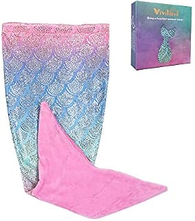 Viviland Kids Mermaid Tail Blanket for Girls Toddlers Teens, All Seasons Super Comfty