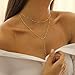 Treasure Bender Lariat Gold Necklace for Women Dainty Long 14k Gold Plated Y-Shaped Body Chain Choker Necklace Layered Trendy Non Tarnish Simple Necklaces Gold Jewelry for Women Set Gift