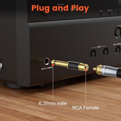 Image of VANAUX 4-Pack RCA to 1 /4 Inch Audio Adapter, 6.35mm TS Mono Plug Male to RCA Female Connectors, Gold-Plated