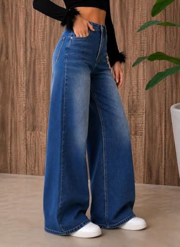 Image of ADBUCKS Baggy Jeans for Women || Women,s Loose Jean Pants || Oversized Jean's for Women's || Wide Leg Jean,s for Woman || Casual Jins for Woman's