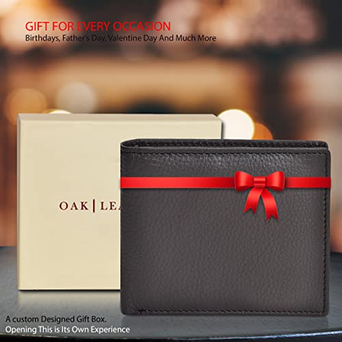 Real Leather Bifold Wallet For Men - Wallets With 9 Credit Cards 1 Id Window Slim Minimalist Front Pocket Billfold #TOP6