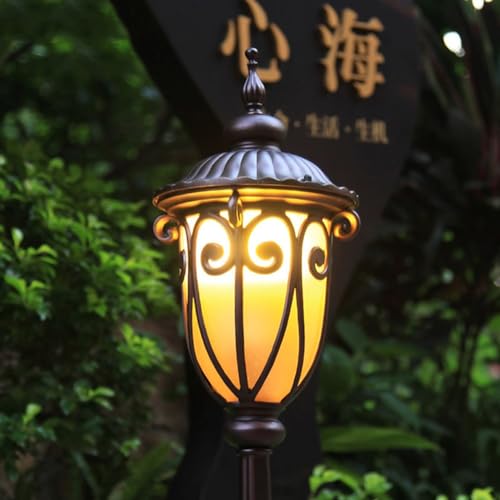 Générique Brown Post Lighting Outdoor Pole Light with Glass Shade Street Lamp for Garden Backyard Courtyard Patio Porch – Image 6