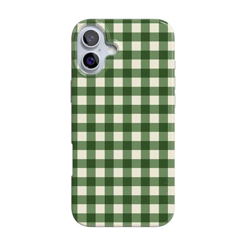 Casely iPhone 16 Case | Checked Twice | Green Plaid | Compatible with MagSafe | Classic Ultra Slim Design