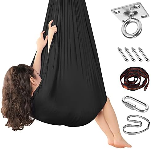 Sensory Therapy Swing for Kids - Indoor Outdoor 360° Rotating Yoga Swing Hammock Elastic Cuddle Therapy Swings Chair Funny Gifts for Boys Girls with Autism ADHD SPD Asperger's Sensory Integration