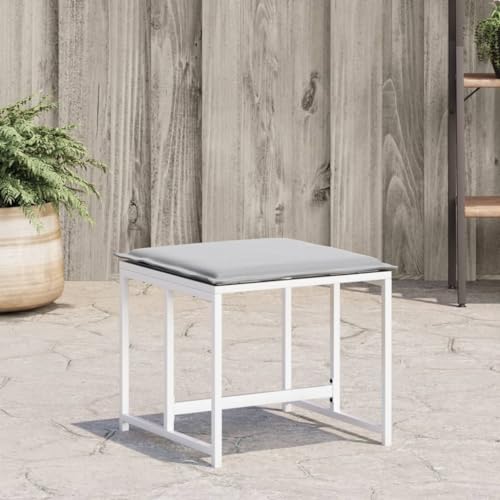 ShGaxin Taburetes de jardín con Cojines 4 uds Acero y textilene Blanco, Mueble Exterior, Terraza Taburete, Taburete Exterior, Taburete Alto, Mueble Bar - 4008588
